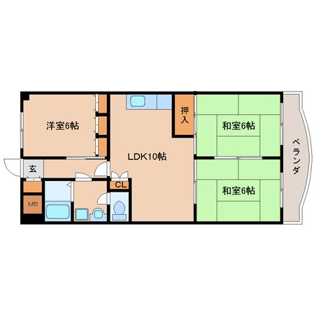 南生駒駅 徒歩10分 2階の物件間取画像